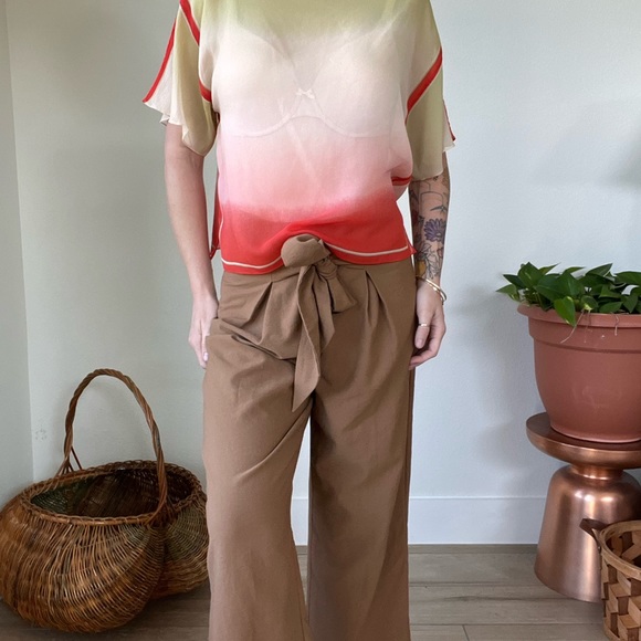 Kay Unger Sheer 💯 silk top blouse flowy boho women's size medium - Picture 4 of 9